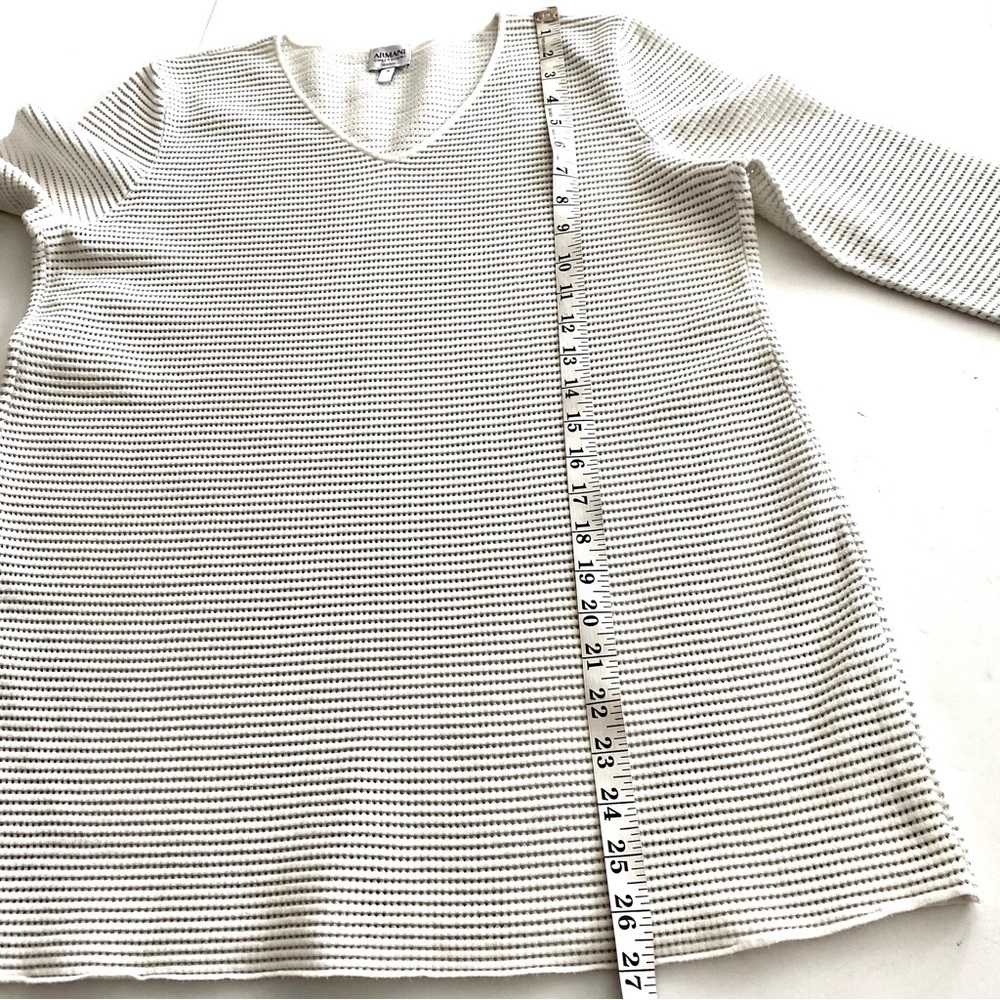 Armani Collezioni V-Neck Metallic Tunic Shirt Top Sz 12 Sweater Open Knit Summer - Picture 12 of 13